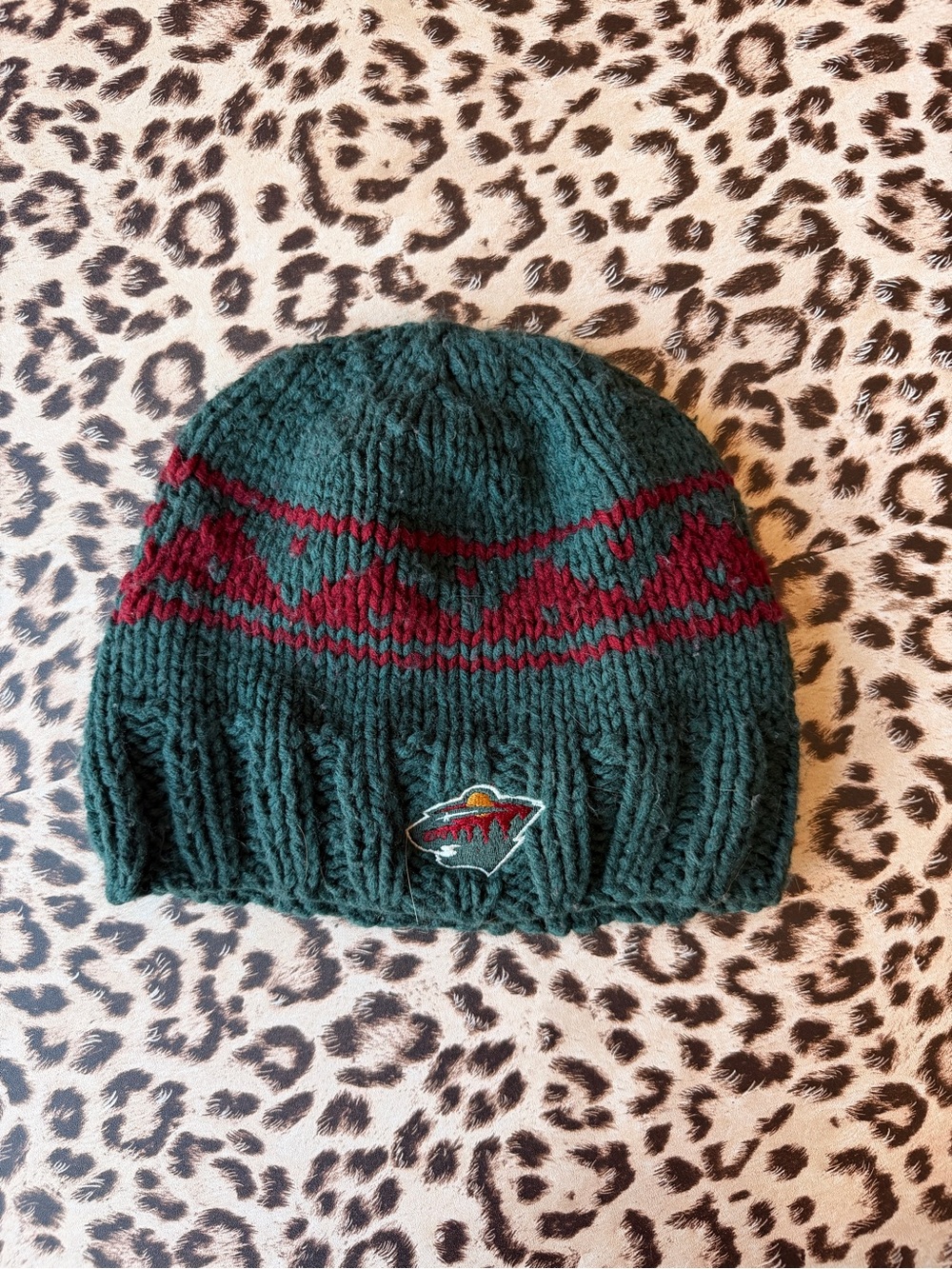 MN Wild Green and Red Knit Beanie